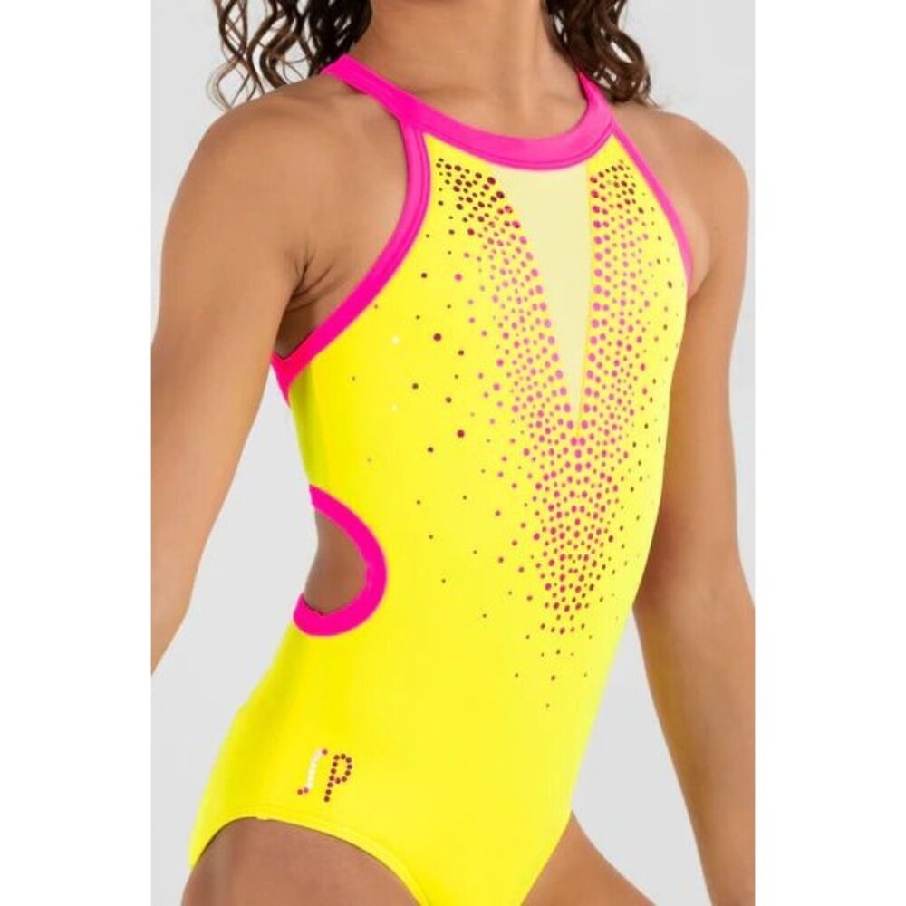 Sylvia P "Look on the Bright Side" HTF Childs Yellow & Pink Leotard Size 10